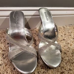 Silver glitter heels